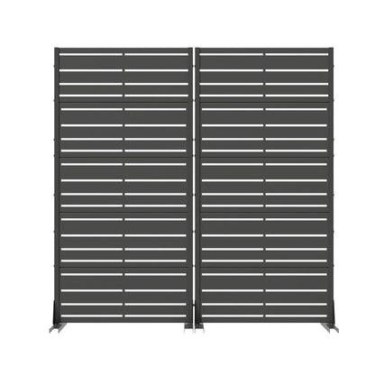 60" Black Striped Steel Ten Panel Outdoor Privacy Screen HomeRoots