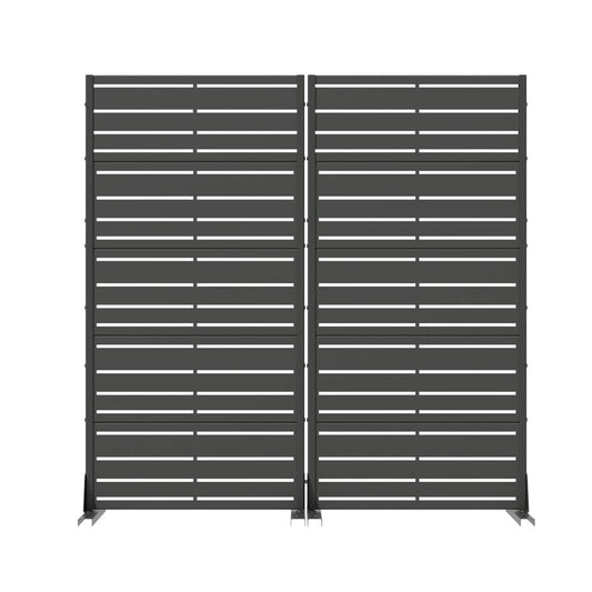 60" Black Striped Steel Ten Panel Outdoor Privacy Screen