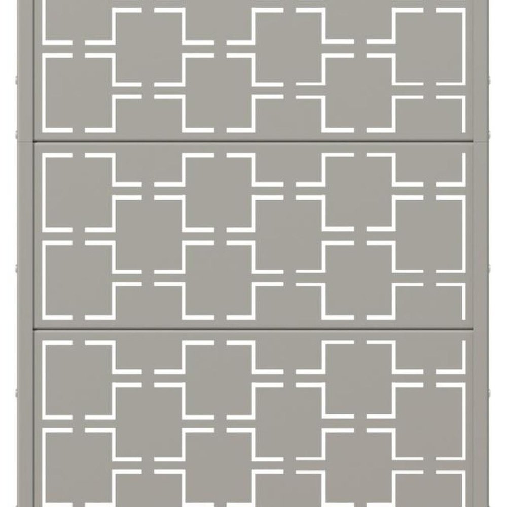 60" Gray Geometric Steel Five Panel Outdoor Privacy Screen HomeRoots