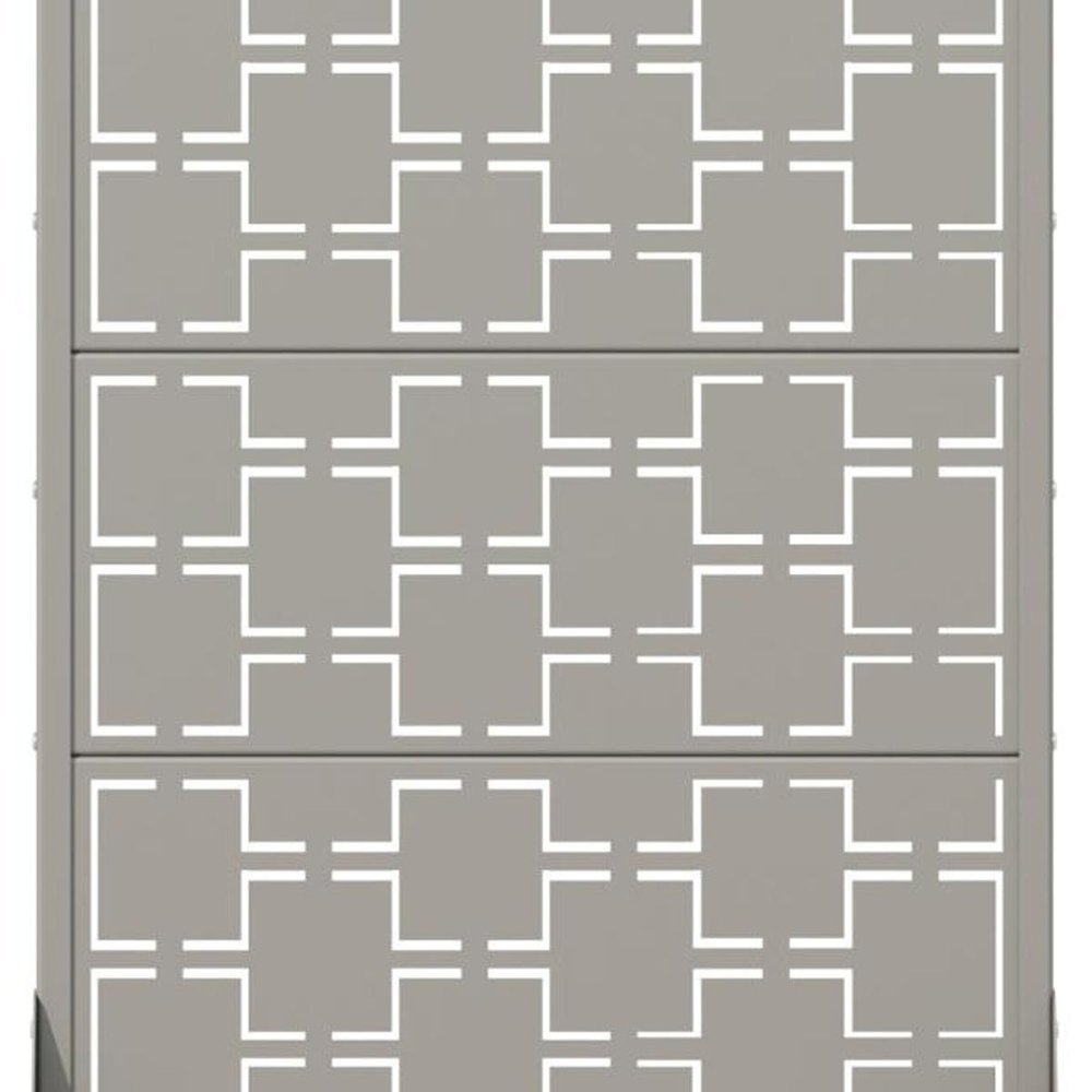 60" Gray Geometric Steel Five Panel Outdoor Privacy Screen HomeRoots