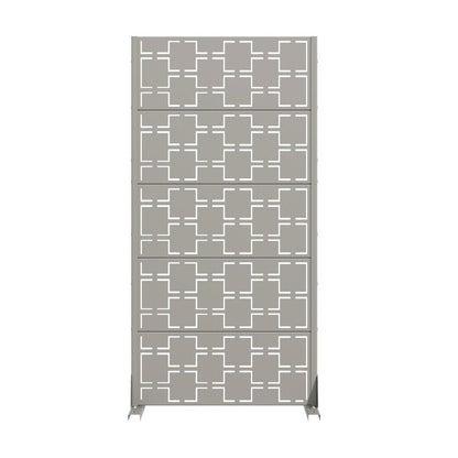 60" Gray Geometric Steel Five Panel Outdoor Privacy Screen HomeRoots
