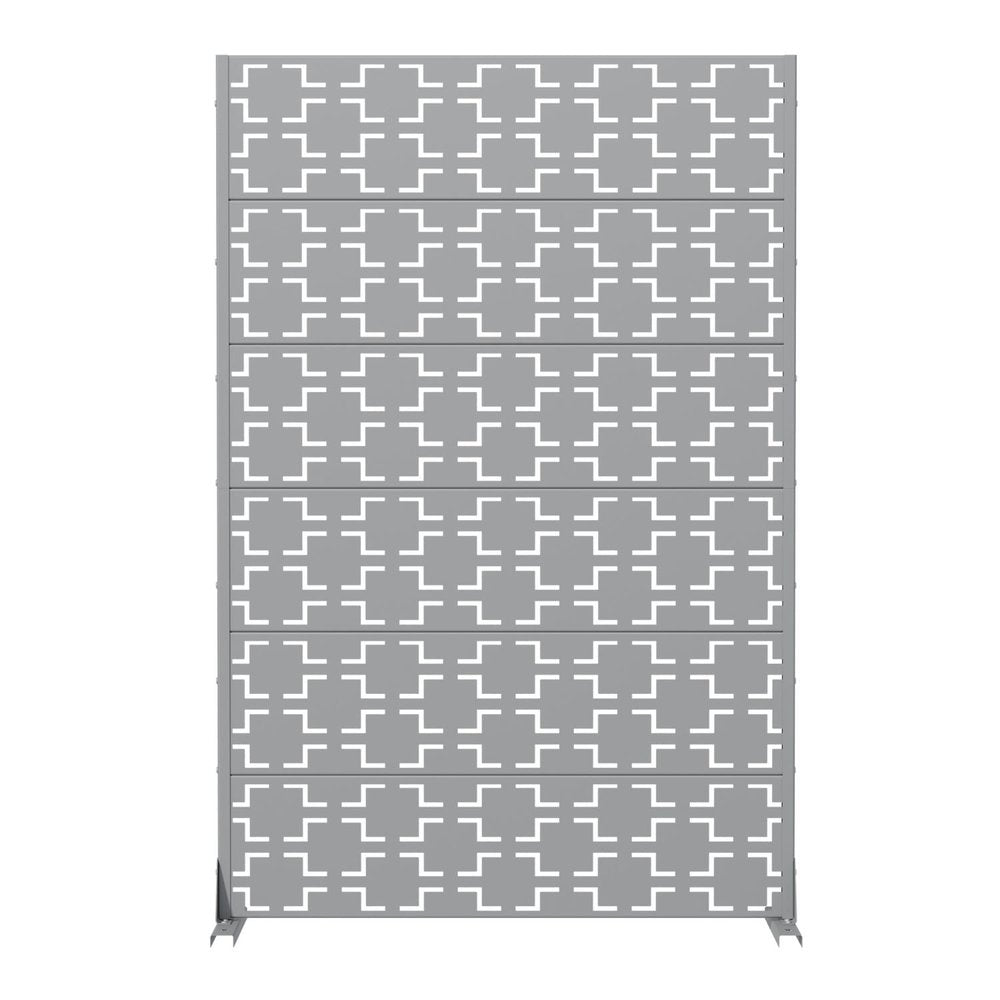 72" Gray Geometric Steel Six Panel Outdoor Privacy Screen HomeRoots