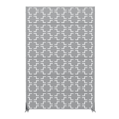 72" Gray Geometric Steel Six Panel Outdoor Privacy Screen HomeRoots