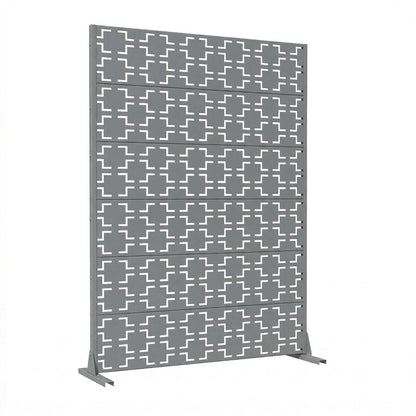 72" Gray Geometric Steel Six Panel Outdoor Privacy Screen HomeRoots