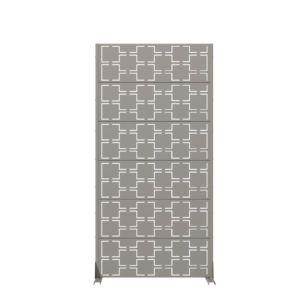72" Gray Geometric Steel Six Panel Outdoor Privacy Screen HomeRoots