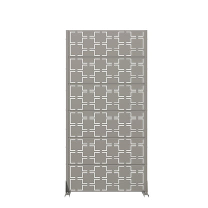 72" Gray Geometric Steel Six Panel Outdoor Privacy Screen HomeRoots
