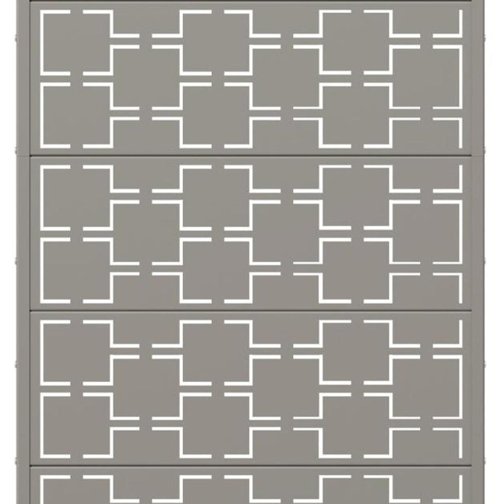 72" Gray Geometric Steel Six Panel Outdoor Privacy Screen HomeRoots