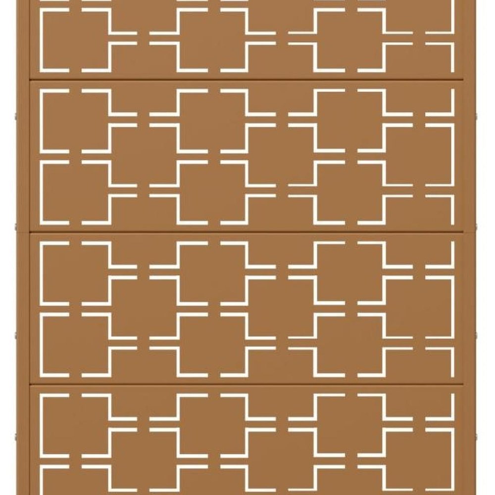 72" Brown Geometric Steel Six Panel Outdoor Privacy Screen — view 4
