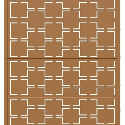 72" Brown Geometric Steel Six Panel Outdoor Privacy Screen HomeRoots