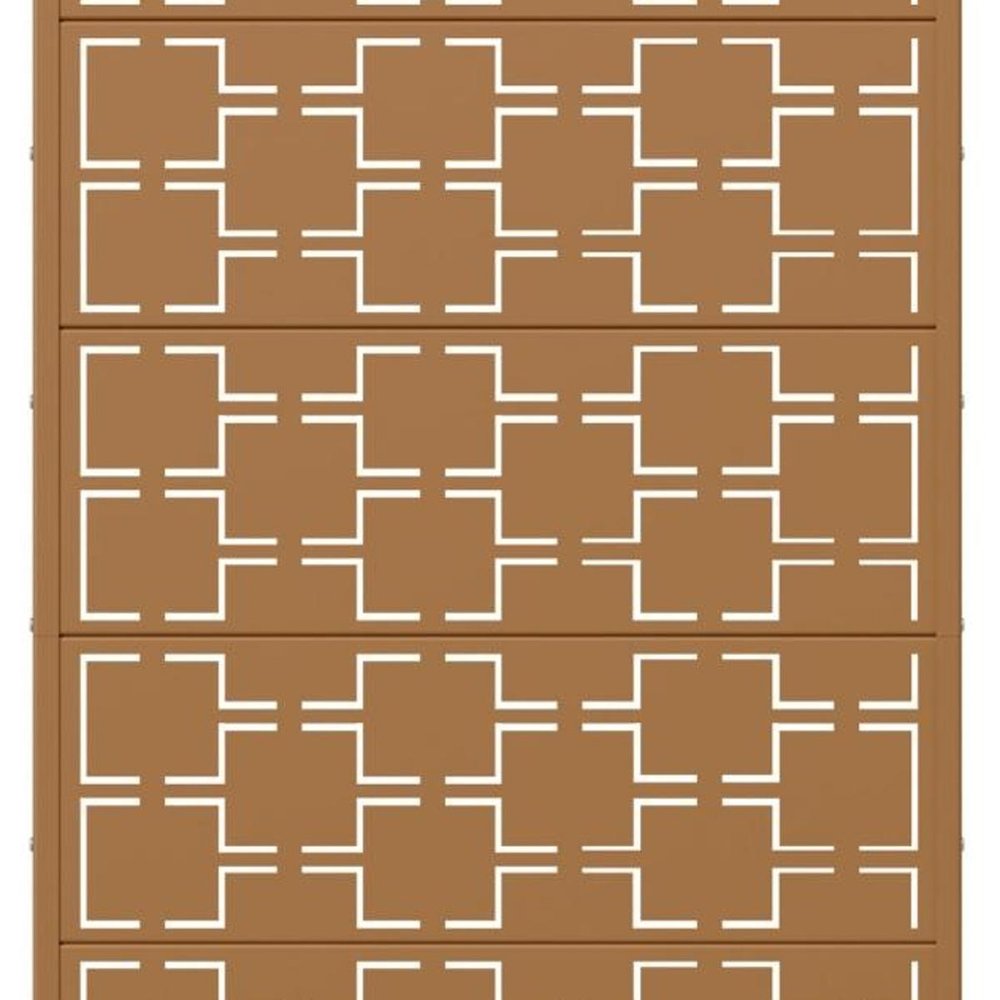 72" Brown Geometric Steel Six Panel Outdoor Privacy Screen — view 3