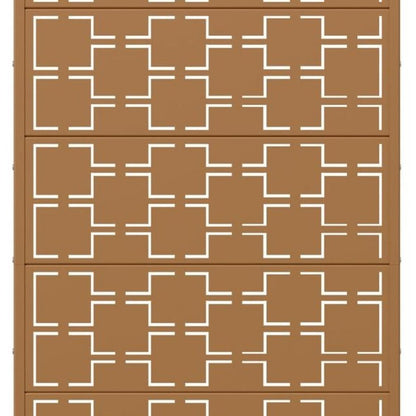 72" Brown Geometric Steel Six Panel Outdoor Privacy Screen HomeRoots