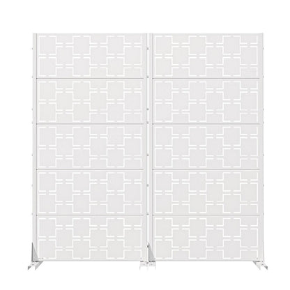 60" White Geometric Steel Ten Panel Outdoor Privacy Screen HomeRoots