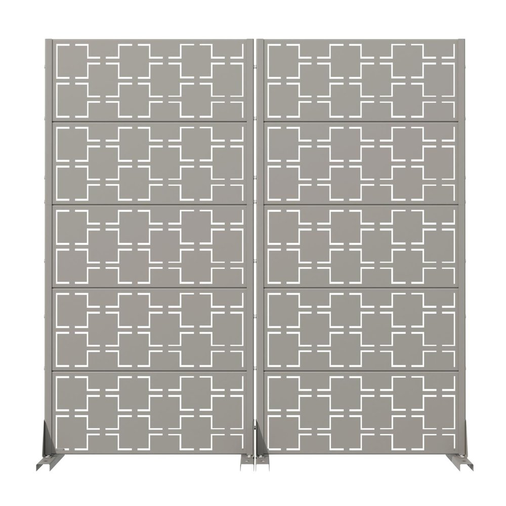 60" Gray Geometric Steel Ten Panel Outdoor Privacy Screen — view 1