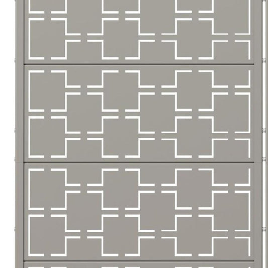 60" Gray Geometric Steel Ten Panel Outdoor Privacy Screen