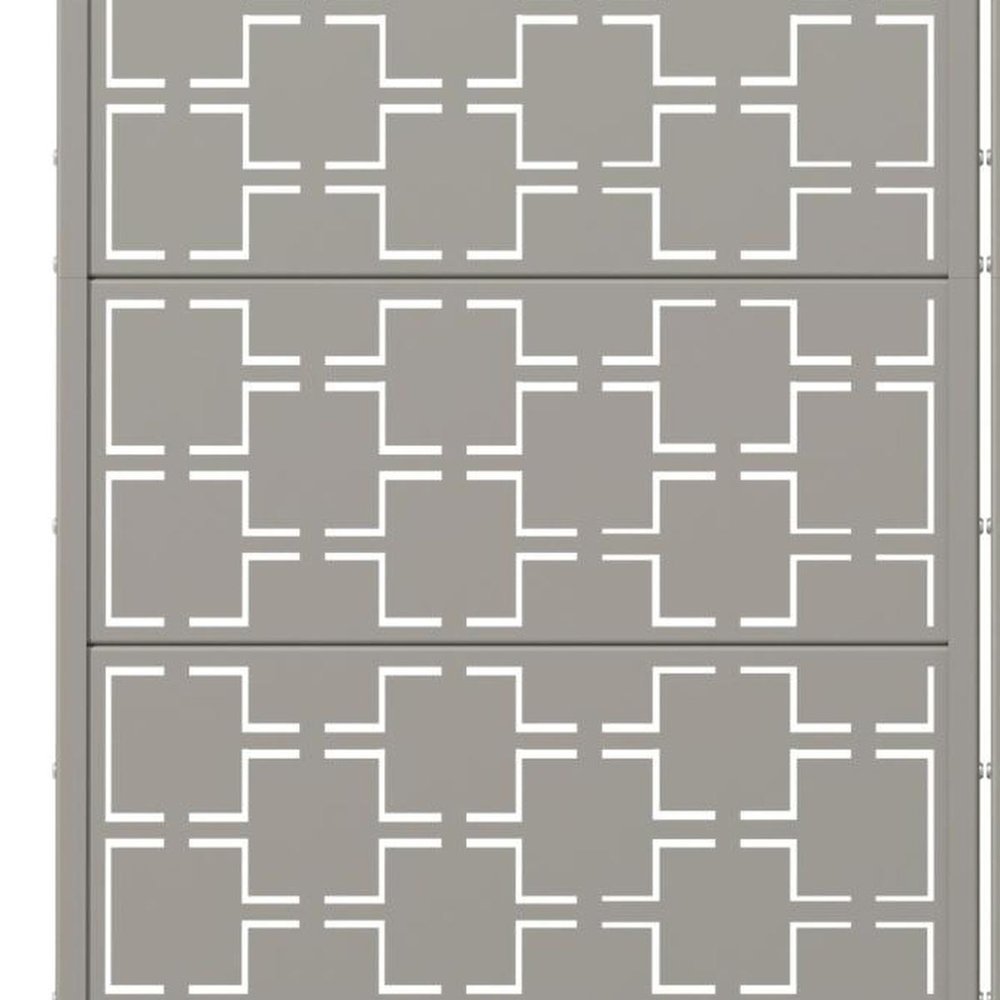 60" Gray Geometric Steel Ten Panel Outdoor Privacy Screen HomeRoots