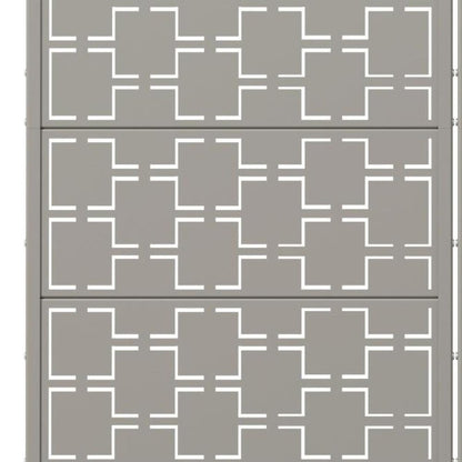 60" Gray Geometric Steel Ten Panel Outdoor Privacy Screen HomeRoots