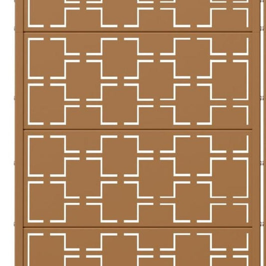 60" Brown Geometric Steel Ten Panel Outdoor Privacy Screen