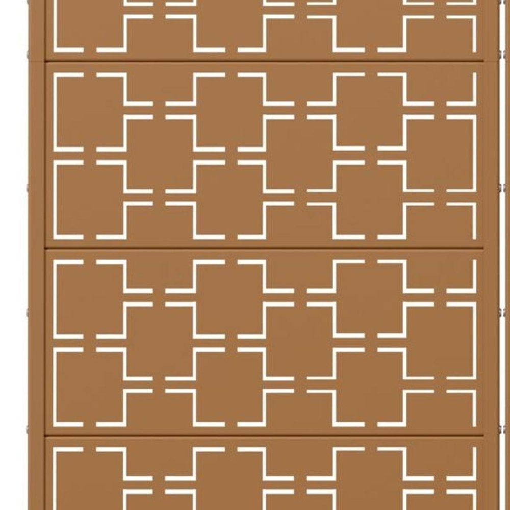 60" Brown Geometric Steel Ten Panel Outdoor Privacy Screen HomeRoots
