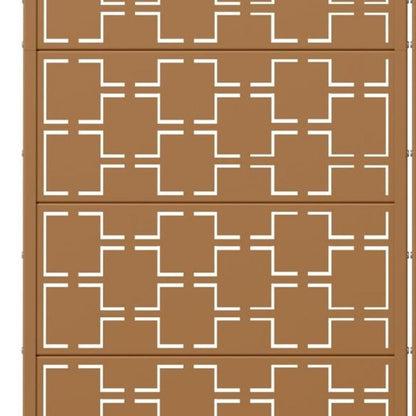 60" Brown Geometric Steel Ten Panel Outdoor Privacy Screen HomeRoots