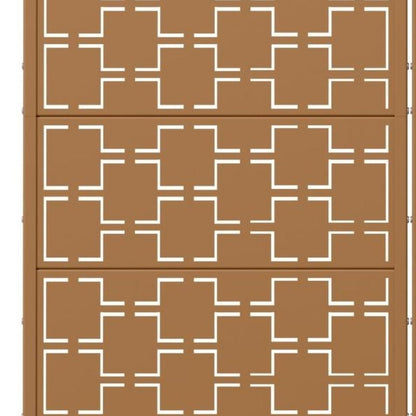 60" Brown Geometric Steel Ten Panel Outdoor Privacy Screen HomeRoots