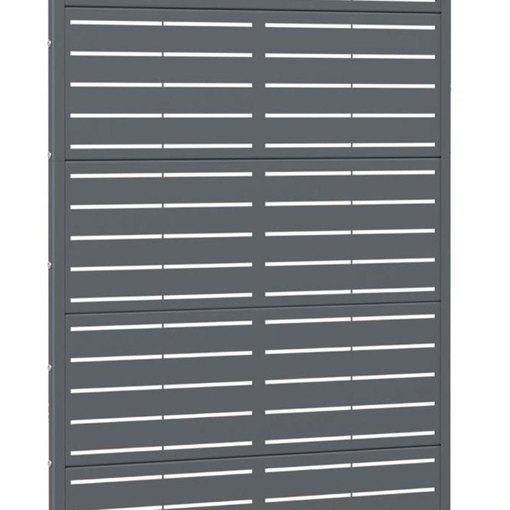 72" Gray Striped Steel Six Panel Outdoor Privacy Screen — view 2