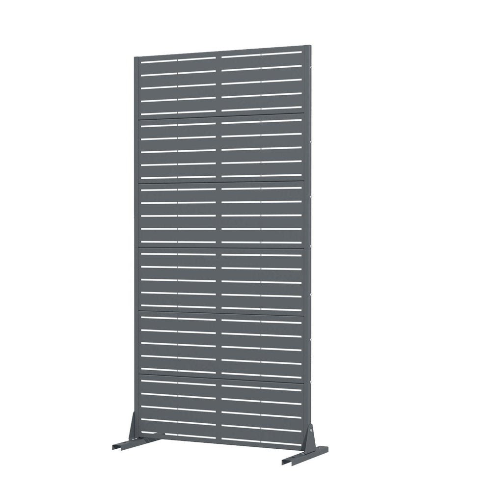 72" Gray Striped Steel Six Panel Outdoor Privacy Screen HomeRoots