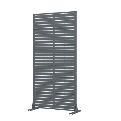 72" Gray Striped Steel Six Panel Outdoor Privacy Screen HomeRoots