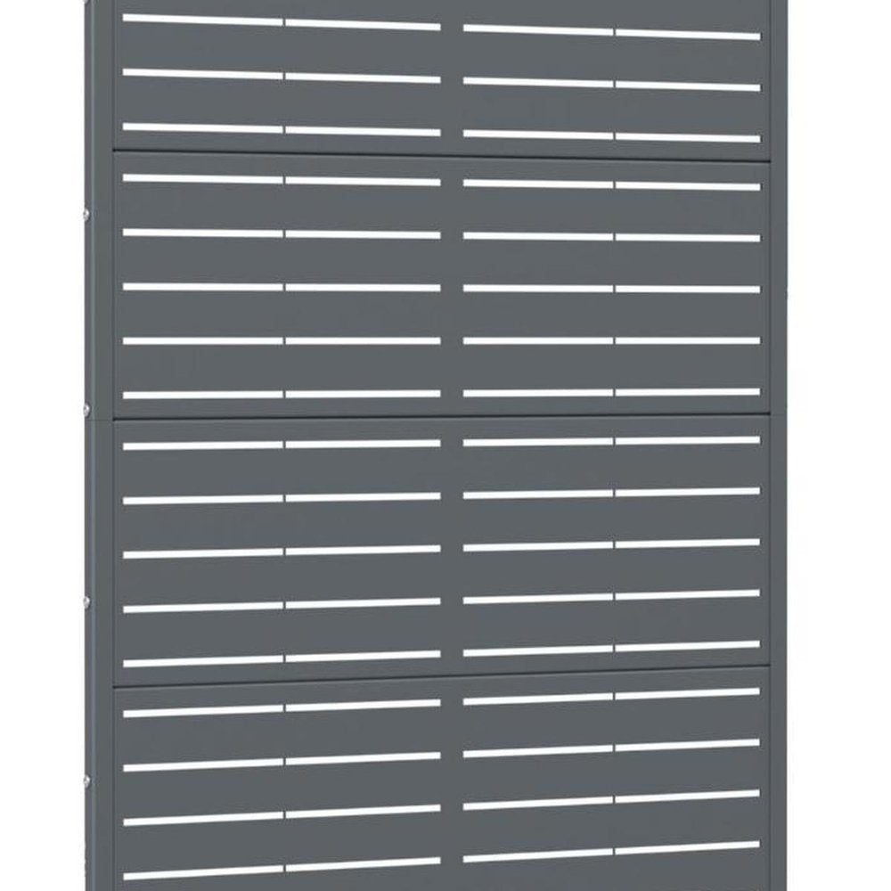 72" Gray Striped Steel Six Panel Outdoor Privacy Screen — view 4