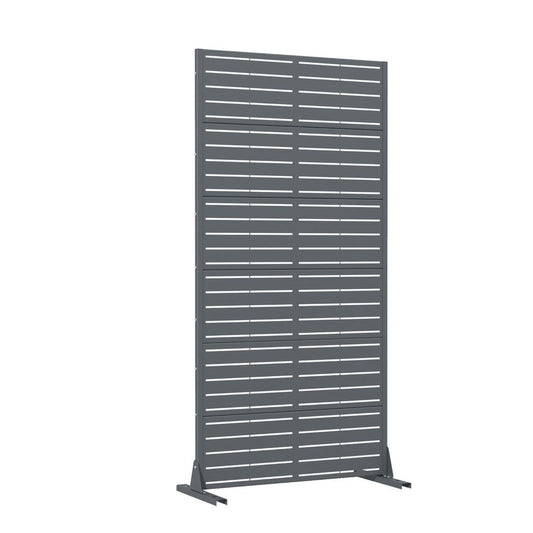 72" Gray Striped Steel Six Panel Outdoor Privacy Screen