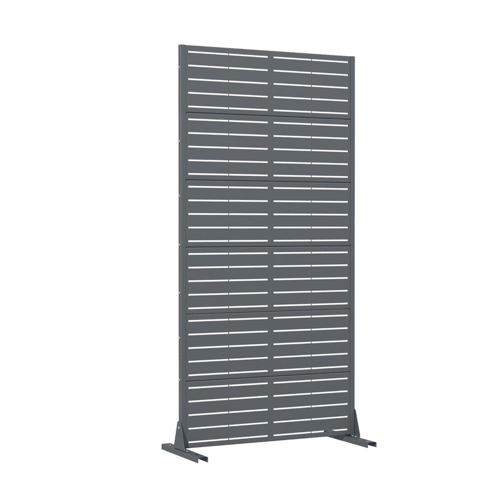 72" Gray Striped Steel Six Panel Outdoor Privacy Screen HomeRoots