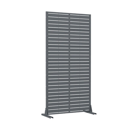 72" Gray Striped Steel Six Panel Outdoor Privacy Screen HomeRoots