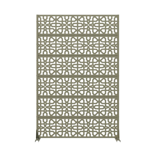 72" Gray Moroccan Steel Six Panel Outdoor Privacy Screen
