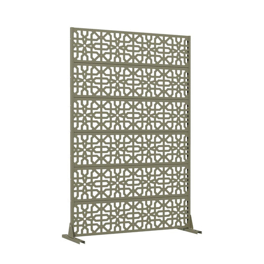 72" Gray Moroccan Steel Six Panel Outdoor Privacy Screen