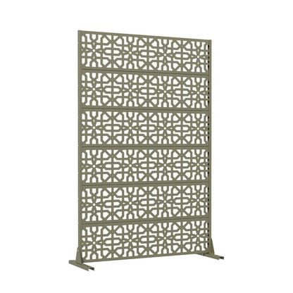 72" Gray Moroccan Steel Six Panel Outdoor Privacy Screen HomeRoots