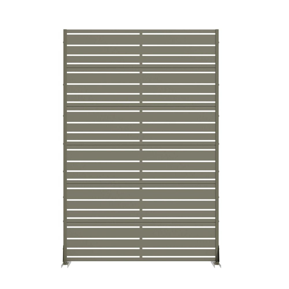 72" Gray Striped Steel Six Panel Outdoor Privacy Screen — view 3
