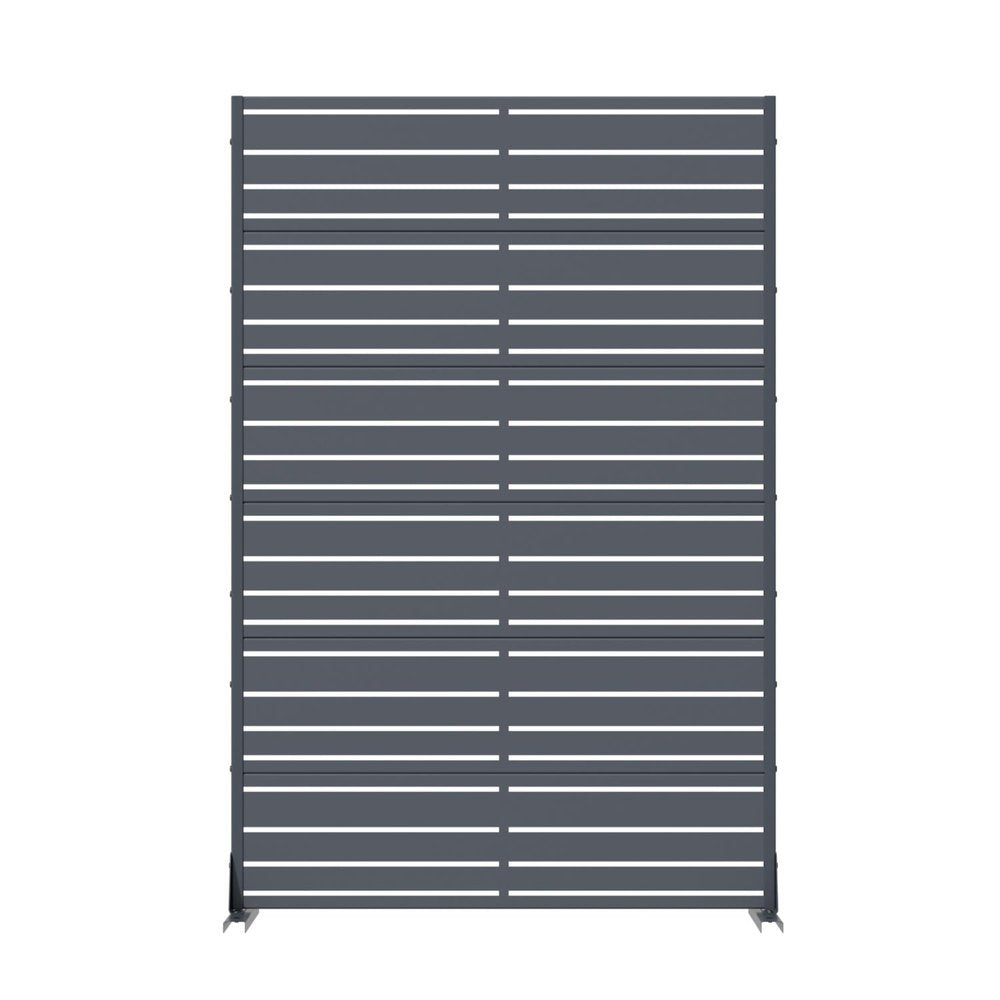 72" Gray Striped Steel Six Panel Outdoor Privacy Screen HomeRoots
