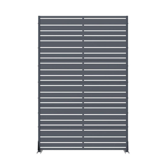 72" Gray Striped Steel Six Panel Outdoor Privacy Screen
