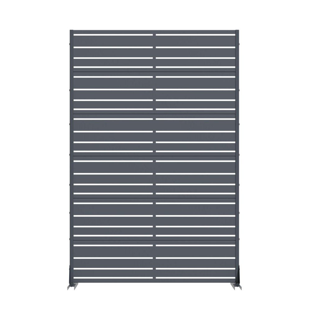 72" Gray Striped Steel Six Panel Outdoor Privacy Screen — view 2