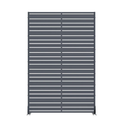72" Gray Striped Steel Six Panel Outdoor Privacy Screen HomeRoots