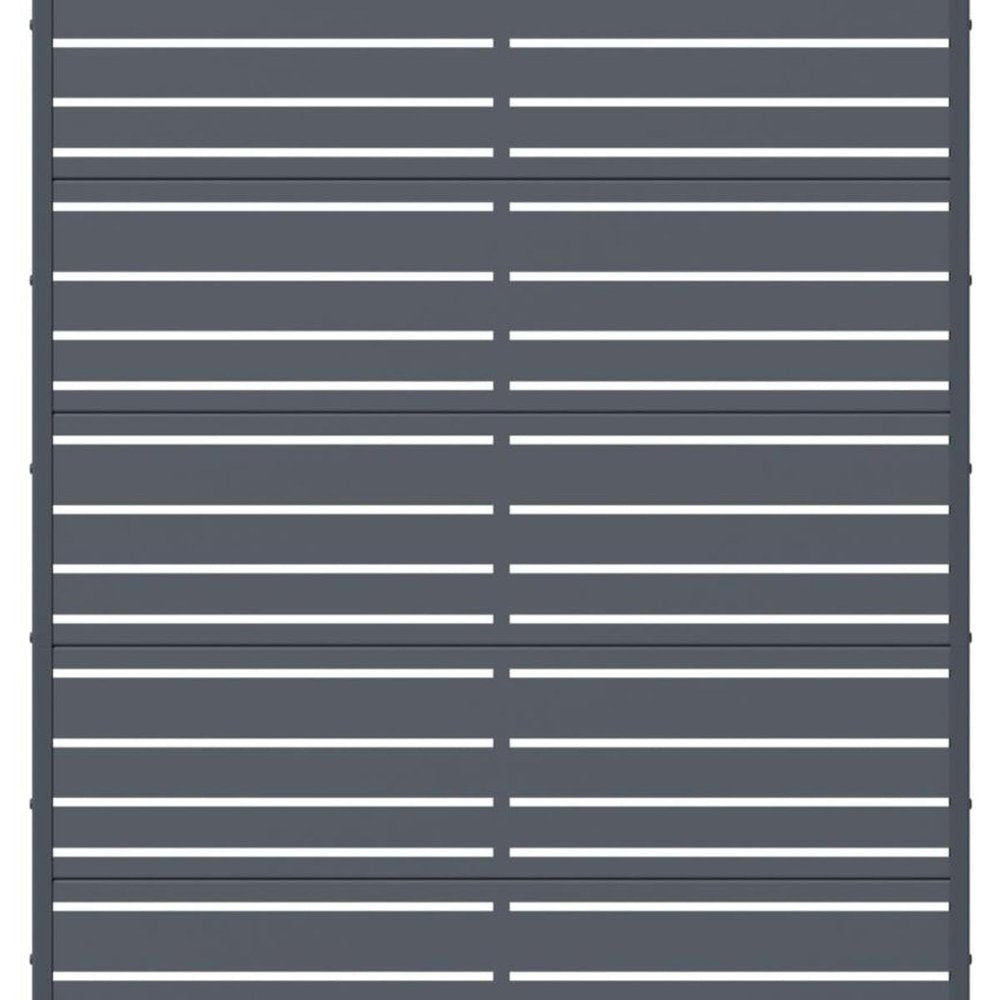 72" Gray Striped Steel Six Panel Outdoor Privacy Screen — view 3