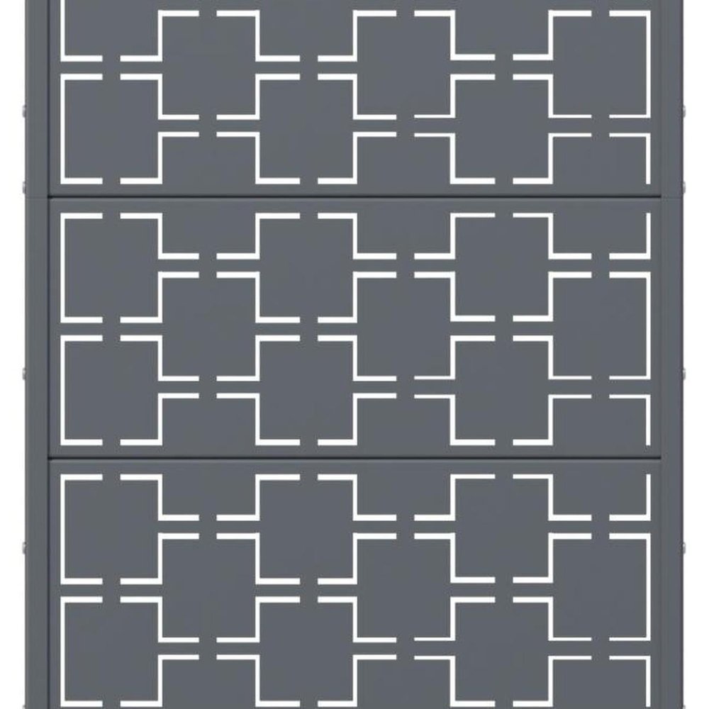 60" Gray Geometric Steel Five Panel Outdoor Privacy Screen HomeRoots