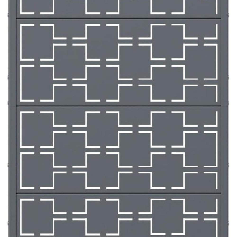 60" Gray Geometric Steel Five Panel Outdoor Privacy Screen HomeRoots