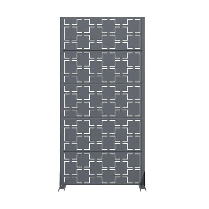60" Gray Geometric Steel Five Panel Outdoor Privacy Screen HomeRoots