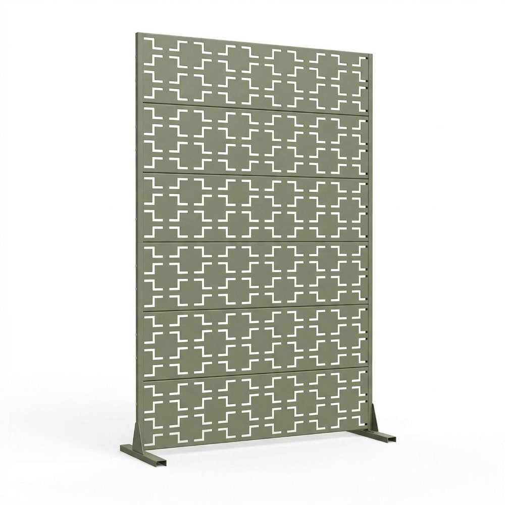 72" Gray Geometric Steel Six Panel Outdoor Privacy Screen HomeRoots