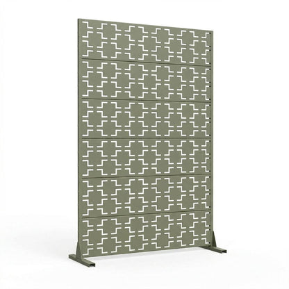 72" Gray Geometric Steel Six Panel Outdoor Privacy Screen HomeRoots