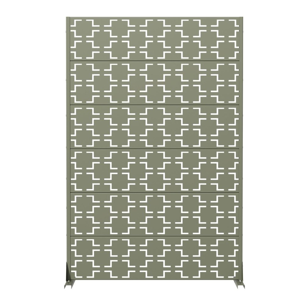 72" Gray Geometric Steel Six Panel Outdoor Privacy Screen HomeRoots