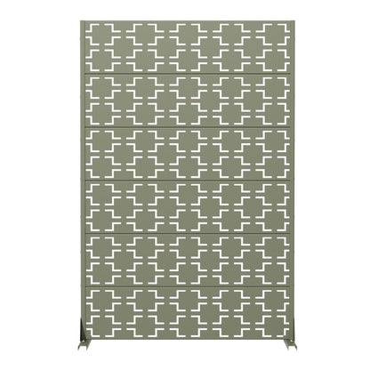 72" Gray Geometric Steel Six Panel Outdoor Privacy Screen HomeRoots