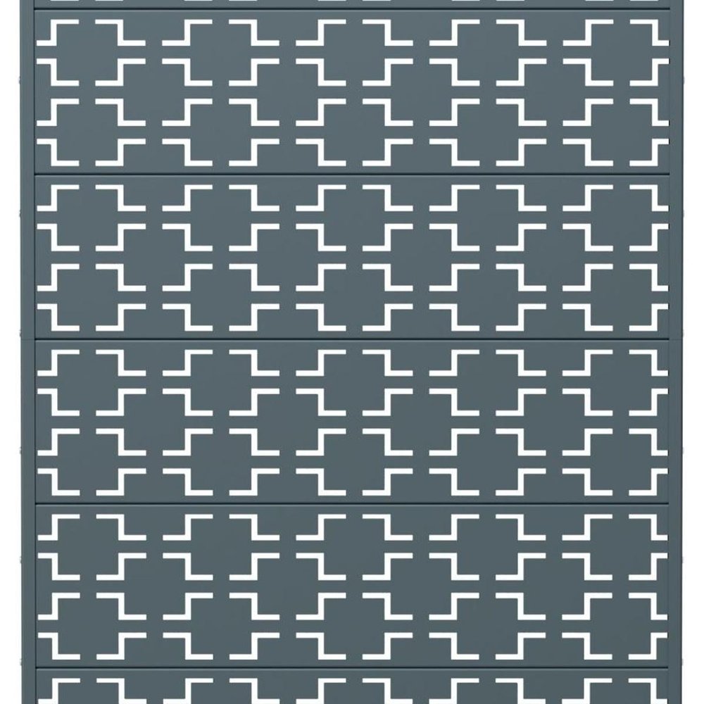 72" Gray Geometric Steel Six Panel Outdoor Privacy Screen HomeRoots