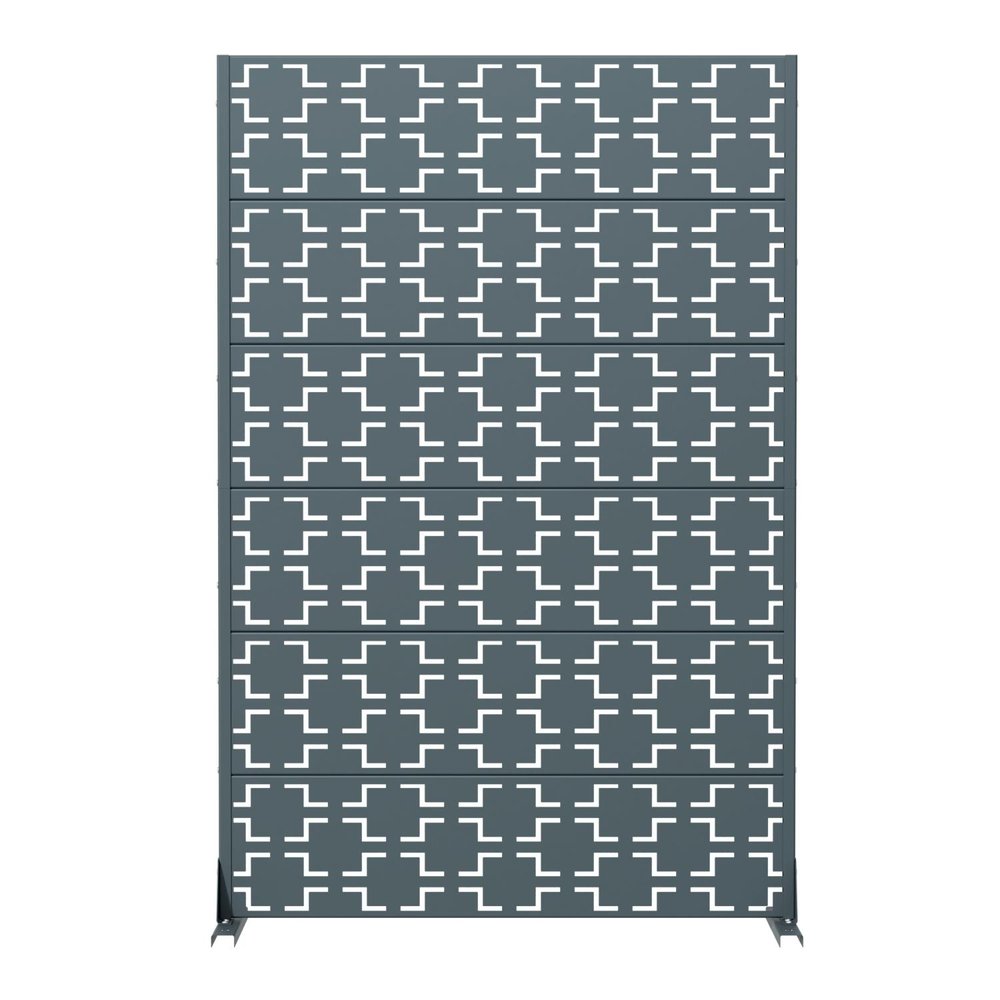 72" Gray Geometric Steel Six Panel Outdoor Privacy Screen HomeRoots
