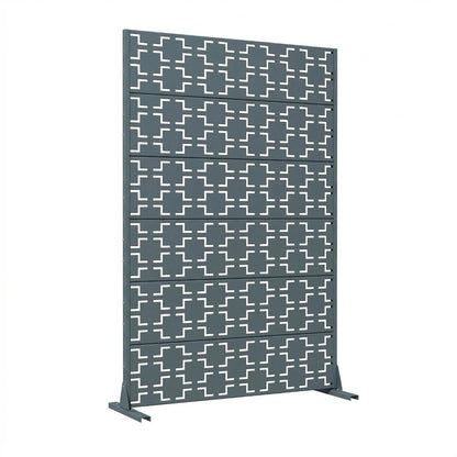 72" Gray Geometric Steel Six Panel Outdoor Privacy Screen HomeRoots